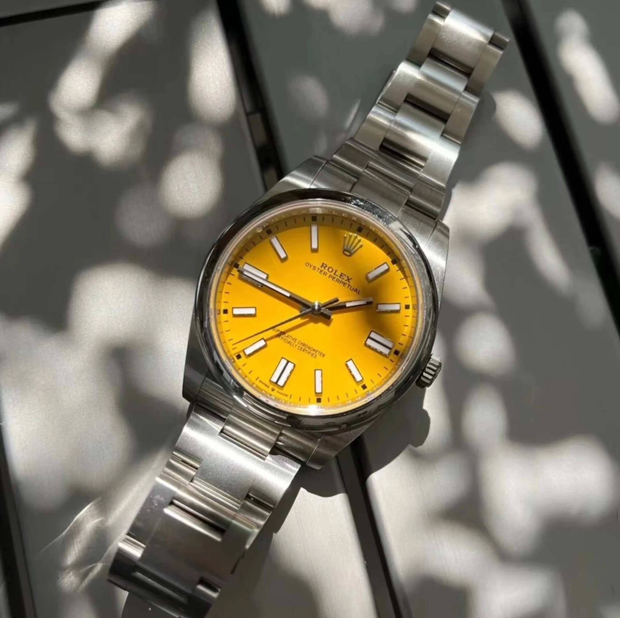 Rolex Oyster Perpetual m124300-0004 yellow face 41mm super replica