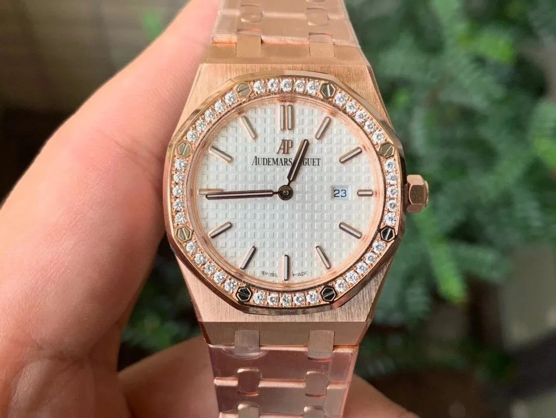 Audemars Piguet Royal Oak 67651OR 33mm real diamond women's watch super high imitation