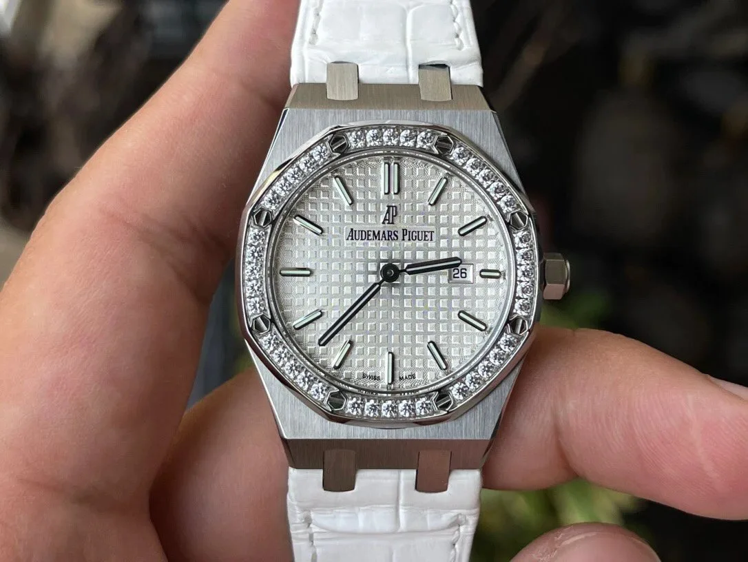Audemars Piguet Royal Oak 67651ST 33mm diamond ring quartz movement super replica women's watch